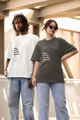 T-Shirt-Screen Printed  5.5oz (Unisex) Rise. Grind. Hustle. Repeat. 30 Colors)