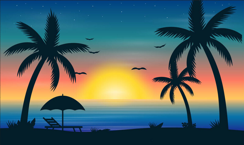 Selfie Spot Wall Graphics Sunset Beach Design
