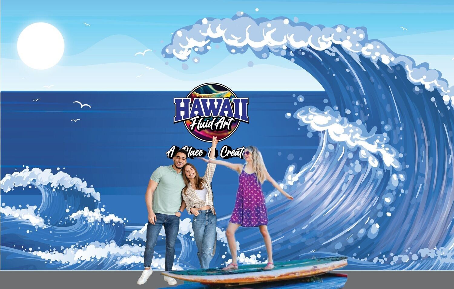 Selfie Spot Wall Graphics Waves Design