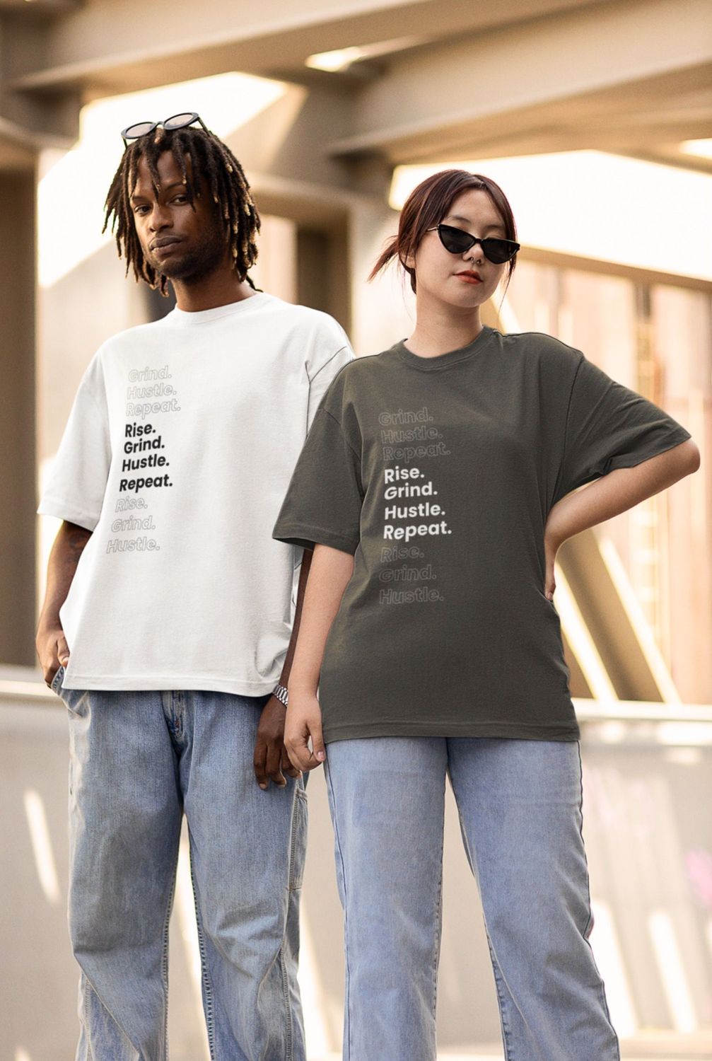 T-Shirt-Screen Printed  5.5oz (Unisex) Rise. Grind. Hustle. Repeat. 30 Colors) T-Shirt-Screen Printed  5.5oz (Unisex) Rise. Grind. Hustle. Repeat. 30 Colors)