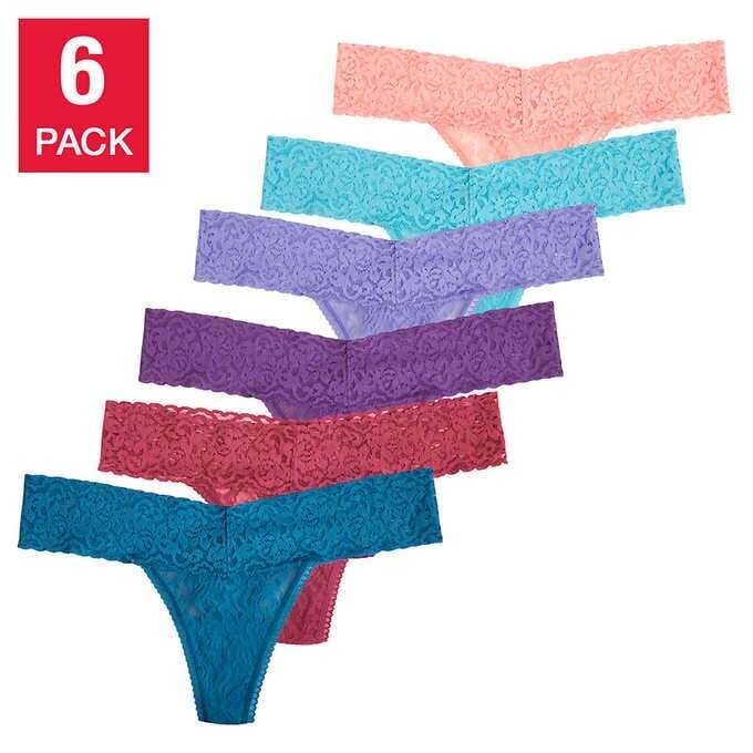 Felina Ladies' Lace Thong, 6-pack