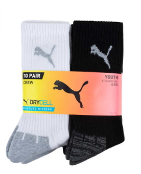 Puma Youth Crew Socks, 2-pair