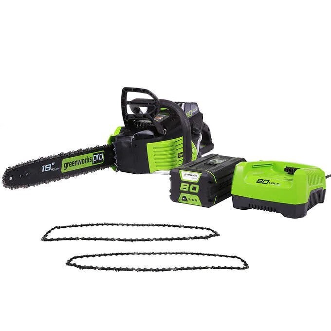 80V 18" Chainsaw w/4Ah Battery + 2 Chains
