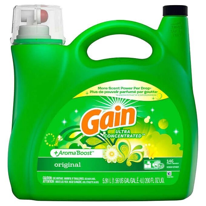Gain Ultra Concentrated +AromaBoost HE Liquid Laundry Detergent, Original, 146 Loads, 200 fl oz Gain Ultra Concentrated +AromaBoost HE Liquid Laundry Detergent, Original, 146 Loads, 200 fl oz