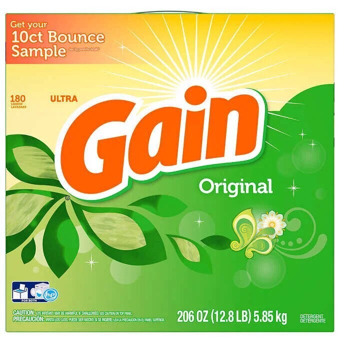 Gain HE Powder Laundry Detergent, Original, 180 loads, 206 oz