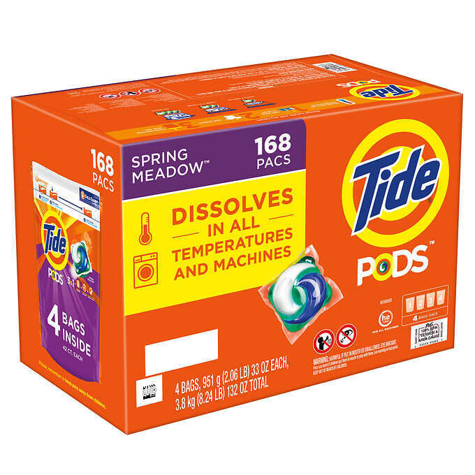 Tide Pods HE Laundry Detergent Pods, Spring Meadow, 42-count, 4-pack