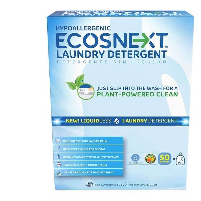 ECOSNext HE Liquidless Laundry Detergent Squares, Free & Clear, 50-count