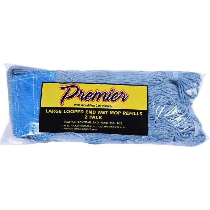 Premier Blue Cotton Wet Mop Refill, 2-count