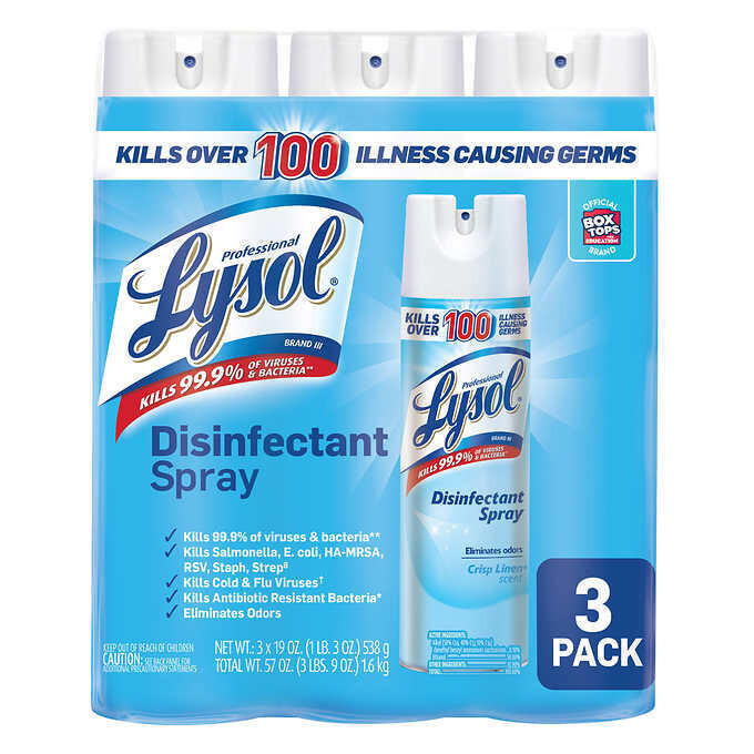 Lysol Disinfectant Spray, Crisp Linen, 19 oz, 3-count Lysol Disinfectant Spray, Crisp Linen, 19 oz, 3-count