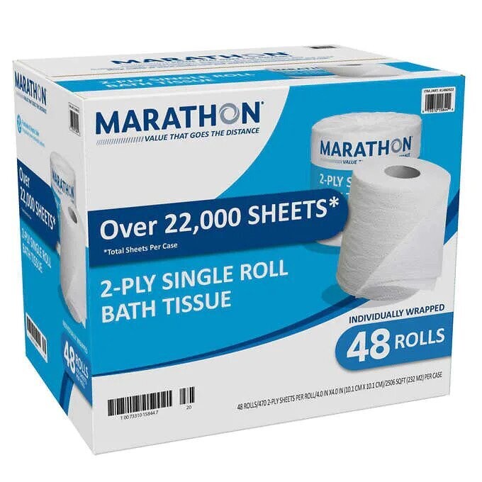 Marathon Bath Tissue, 2-Ply, 470 Sheets, 48 Rolls