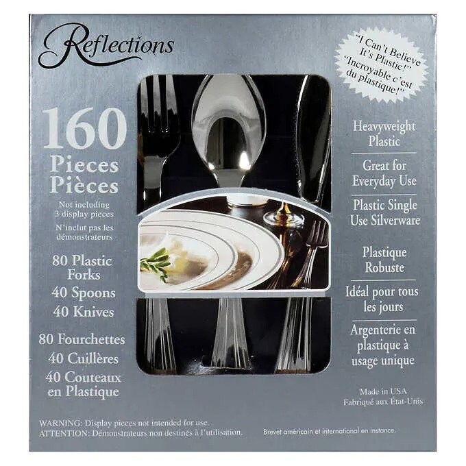 Reflections Plastic Cutlery, Silver, 160-count