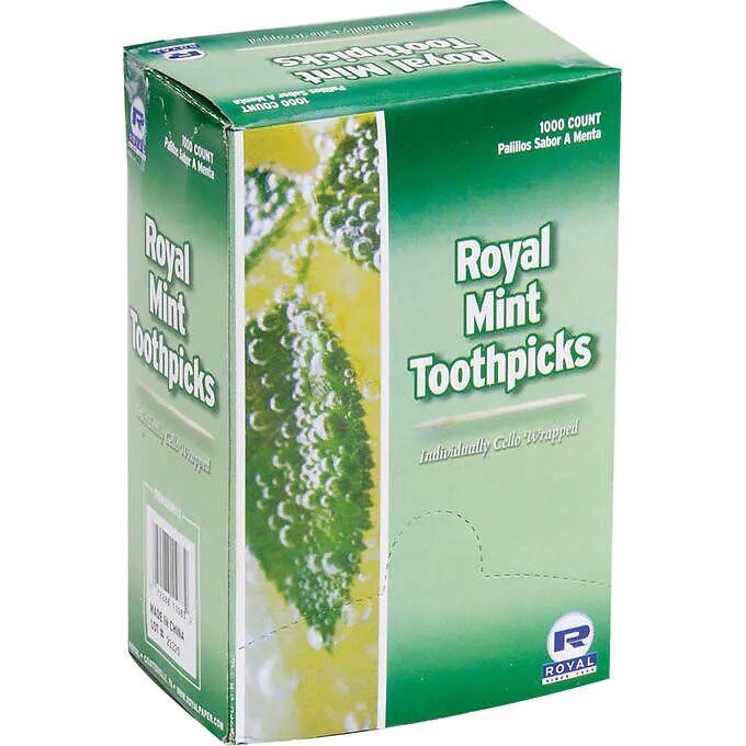 Royal Wrapped Wooden Toothpick, Mint, 1000-count