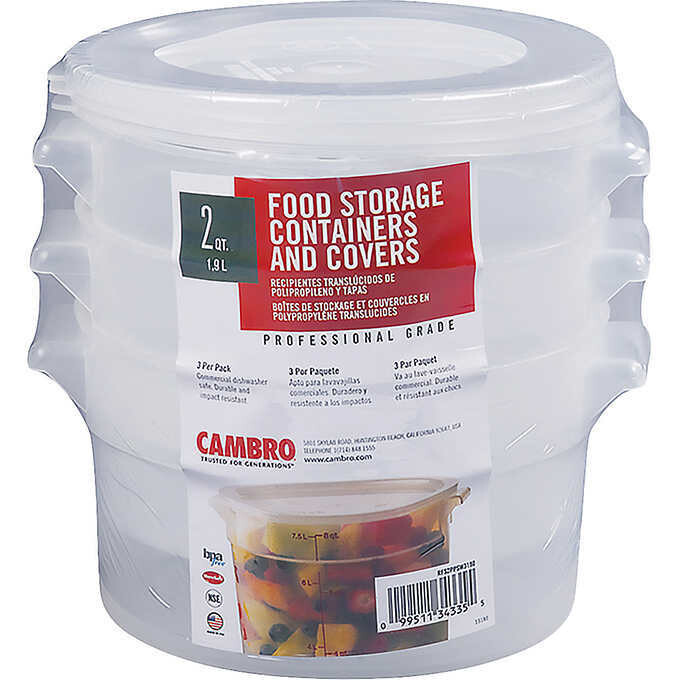 Cambro Round 2-Quart Food Storage Container with Lid, 3-count Cambro Round 2-Quart Food Storage Container with Lid, 3-count