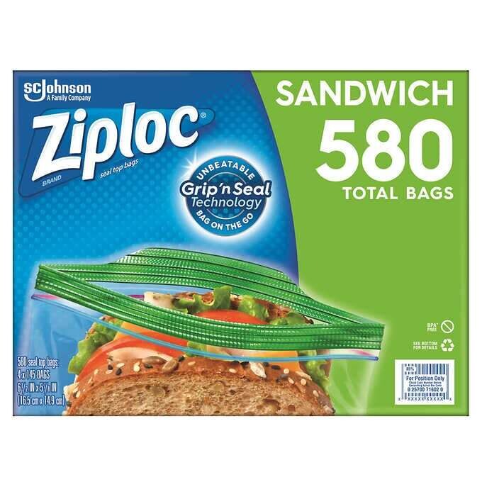 Ziploc Seal Top Bag, Sandwich, 145-count, 4-pack