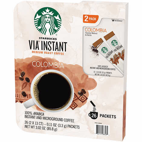 Starbucks VIA Instant Colombia Coffee, Medium Roast, 26-count Starbucks VIA Instant Colombia Coffee, Medium Roast, 26-count