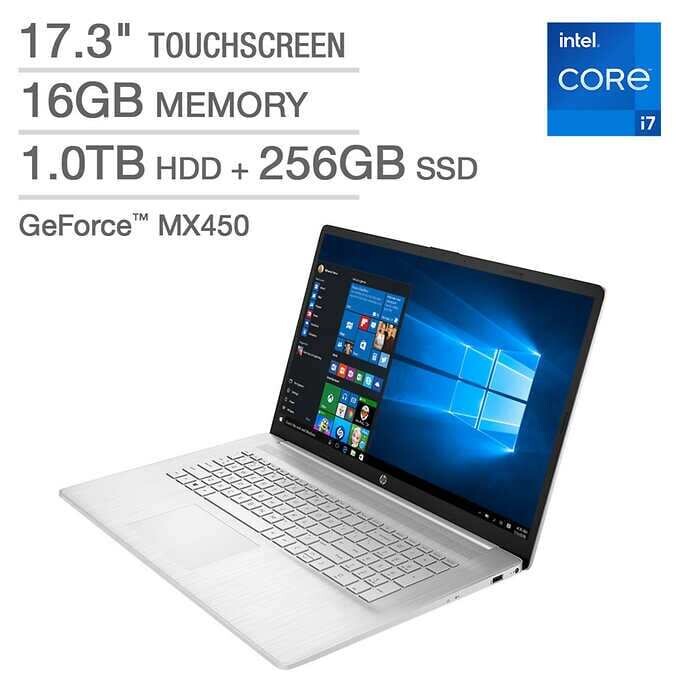 HP 17.3" Touchscreen Laptop - 11th Gen Intel i7-1165G7 - GeForce MX450