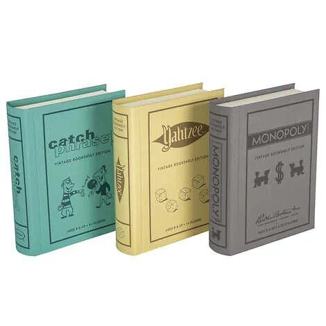 Monopoly, Yahtzee and Catch Phrase - Vintage Bookshelf Game