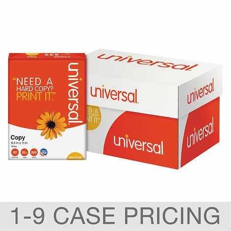 Universal Copy Paper, 8.5"x11" Letter, White, 20lb, 92 Bright, 1-9 Case Pricing