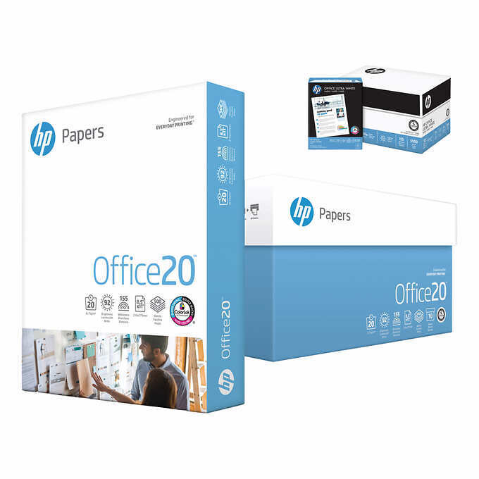 HP Office20 Copy Paper, 8.5"x11" Letter, 20lb, 92 Bright, 2,500 Sheets