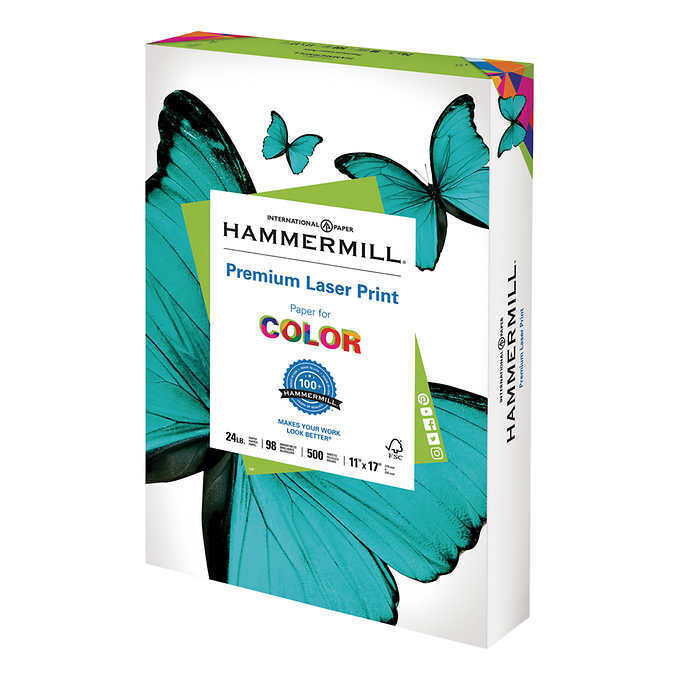 Hammermill Laser Print Office Paper, 11 inch x 17 inch, 24lb, 98-Bright, 500 sheets