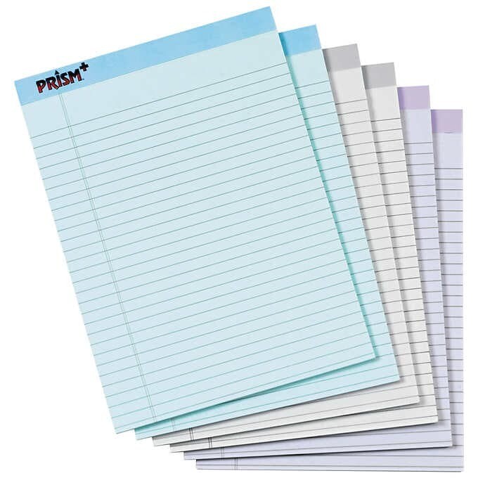TOPS Prism+ Legal Pad, Assorted Colors, 12-count. 8 1/2" x 11 3/4"