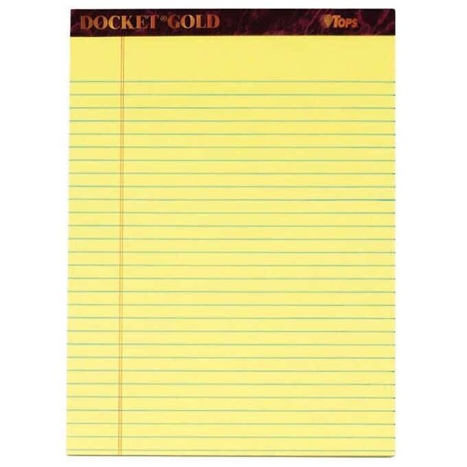 TOPS Docket Gold Legal Pad, 8-1/2 in. x 11-3/4 in., Canary, 12-count TOPS Docket Gold Legal Pad, 8-1/2 in. x 11-3/4 in., Canary, 12-count