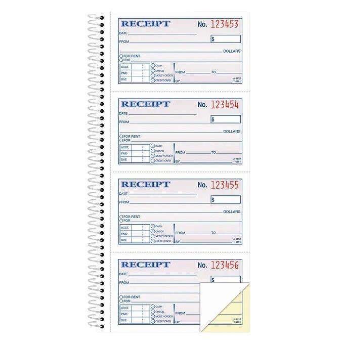 Adams Carbonless Two-part Rent Receipt Books, 2 3/4" x 4 3/4" 400-count