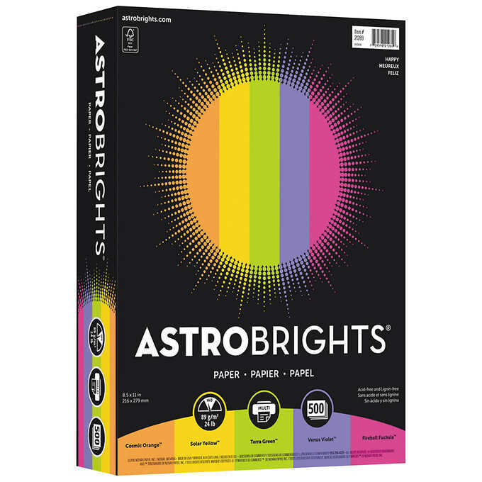 Neenah Astrobrights Paper, Letter, Assorted Colors, 24lb, 500 Sheets Neenah Astrobrights Paper, Letter, Assorted Colors, 24lb, 500 Sheets