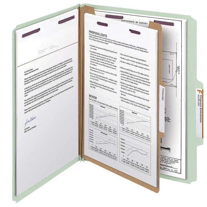 Smead Classification Folders 4-section Gray-Green 2/5 Cut Letter, 10-count