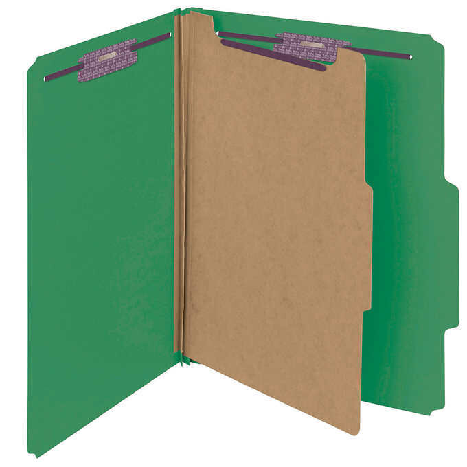 Smead Classification Folders 4-section Green 2/5 Cut Letter, 10-count
