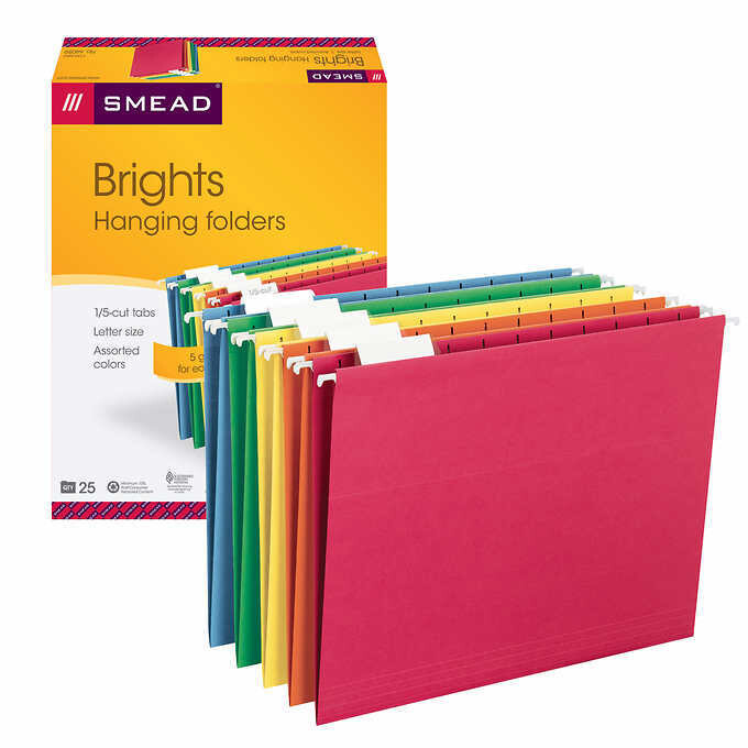 Smead Hanging File Folders, 1/5 Tab, Letter, Assorted Colors, 25-count