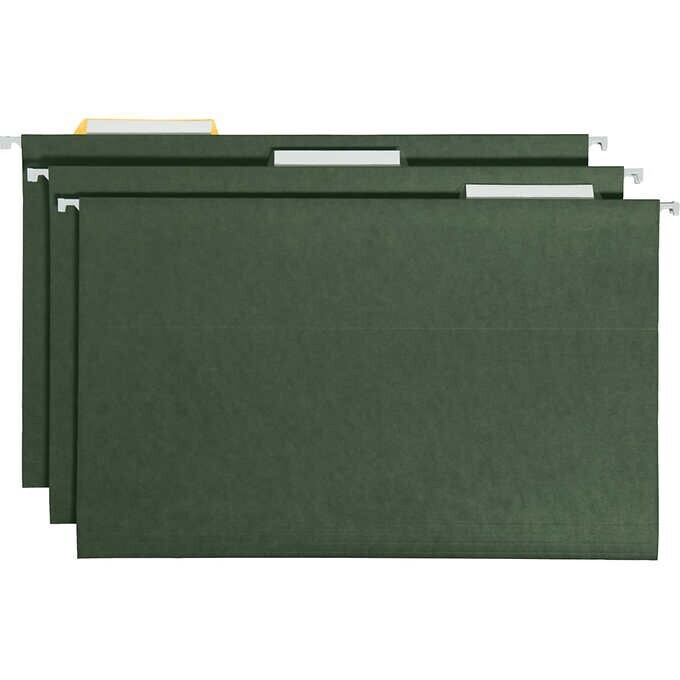 Smead Hanging File Folders, 1/3 Tab, Legal, Green, 25-count