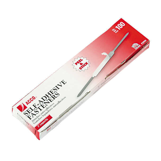 Acco Self-Adhesive Paper Fastener, 2" Capacity, 200-count