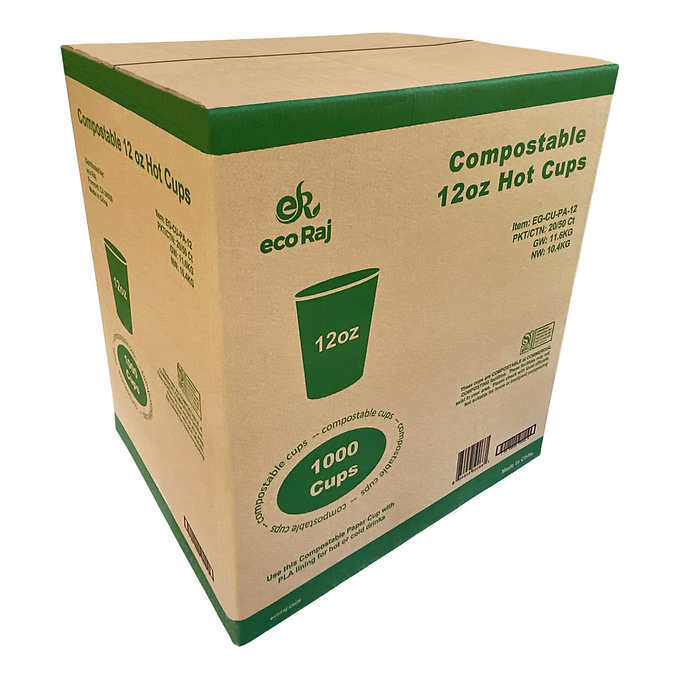 Eco Raj 12 oz Hot or Cold Composable Cup 1,000-count