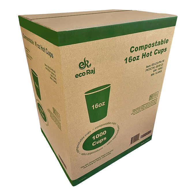 Eco Raj 16 oz Hot or Cold Compostable Cup, 1,000-count Eco Raj 16 oz Hot or Cold Compostable Cup, 1,000-count
