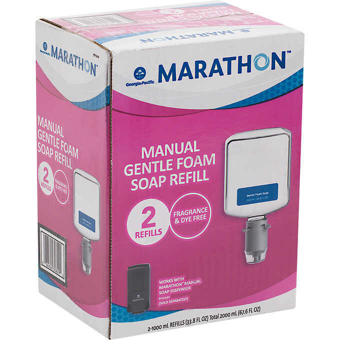 Marathon Manual Gentle Foam Soap Refill, 33.8 fl oz, 2-count