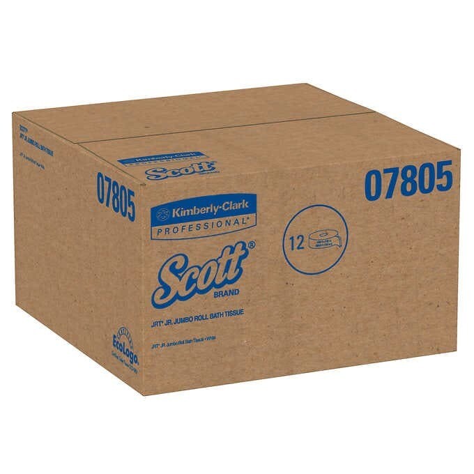Scott JRT Jr. Jumbo Roll Bath Tissue 2-ply White, 1,000' per Roll, 12-count