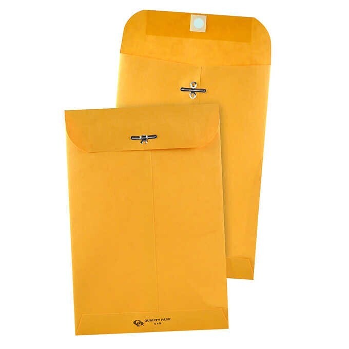 Quality Park Clasp Envelope 6" x 9" Kraft, 100-count