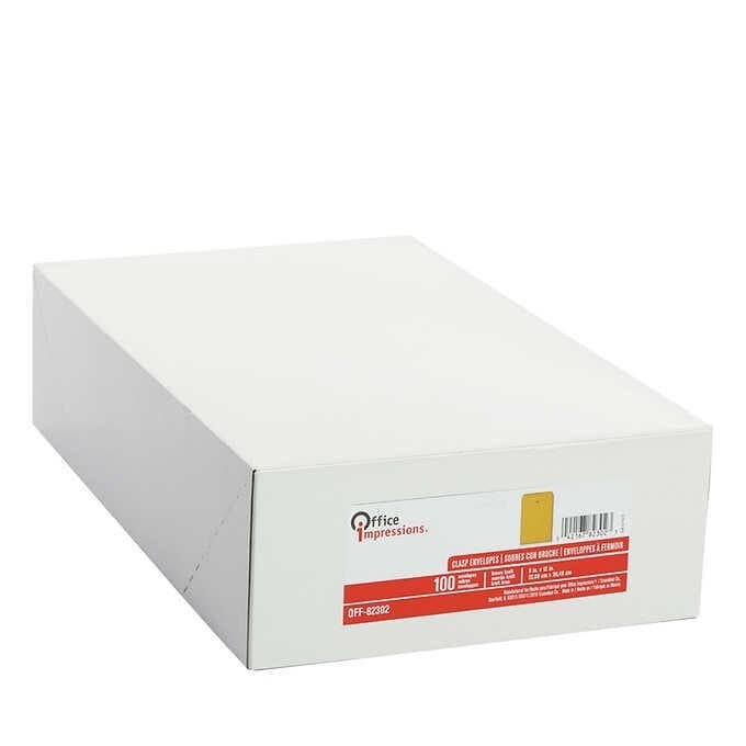 Office Impressions 9" x 12" Kraft Clasp Envelopes, 100-count