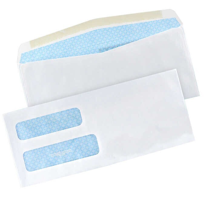 Quality Park Security-Tint Double Window Envelope 4-1/8" x 9-1/2" White, 500-count