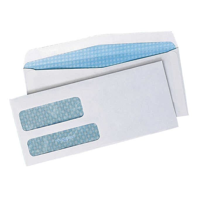 Quality Park Security-Tint Double Window Envelope 3-7/8" x 8-7/8" White, 500-count