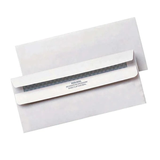 Quality Park Redi-Seal Security-Tint Windowless Envelopes 4-1/8" x 9-1/2" White, 500-count