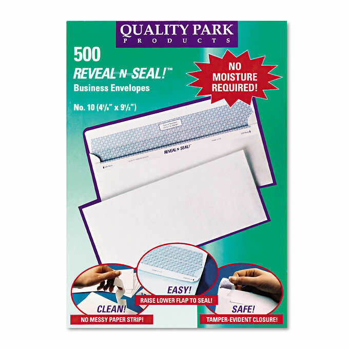 Quality Park Reveal-N-Seal Security-Tint Windowless Envelope 4-1/8 Quality Park Reveal-N-Seal Security-Tint Windowless Envelope 4-1/8" x 9-1/2" White, 500-count