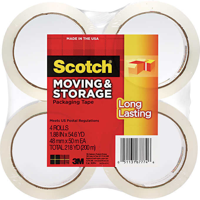 Scotch Long Lasting Moving & Storage Package Tape, 4-count Scotch Long Lasting Moving & Storage Package Tape, 4-count