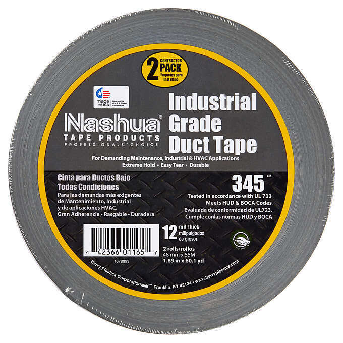 Nashua Industrial Grade Duct Tape, Silver, 1.89 in x 60.1 yd, 2-count