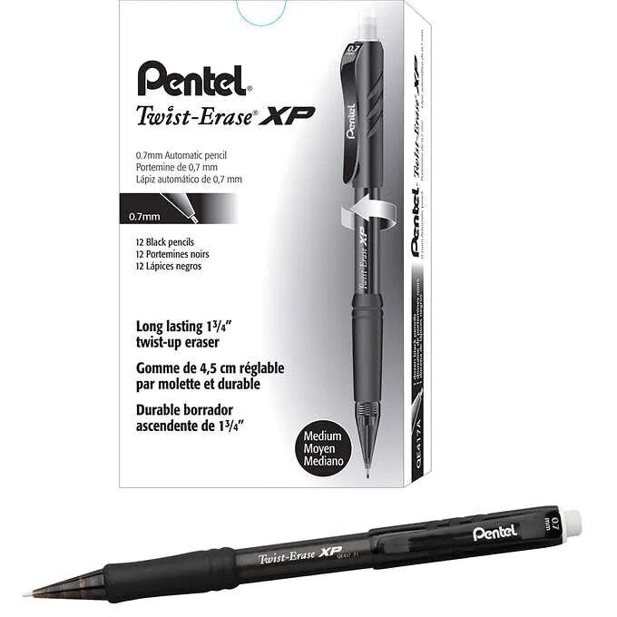 Pentel Twist-Erase Express Mechanical Pencil 0.7mm Black, 12-count Pentel Twist-Erase Express Mechanical Pencil 0.7mm Black, 12-count
