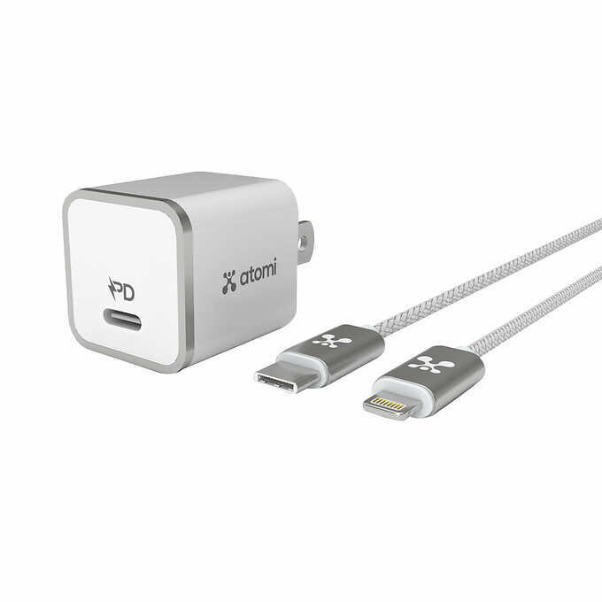 Atomi Charging Kit with Wall Charger & Lightning Cable, 1-pack