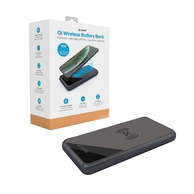 Atomi QI Wireless USB-C Power Bank Battery