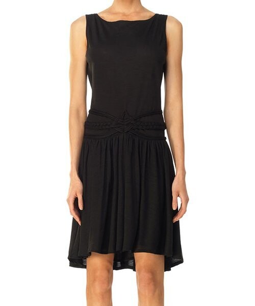 Black Knot-Accent Sleeveless A-Line Dress