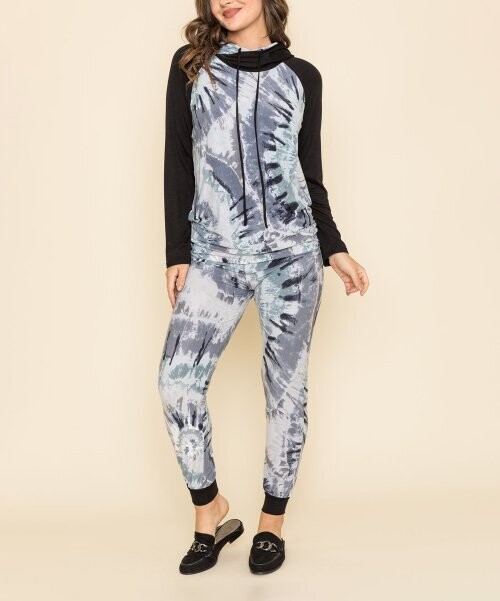Gray Swirl Tie-Dye Raglan Hoodie & Joggers Gray Swirl Tie-Dye Raglan Hoodie & Joggers